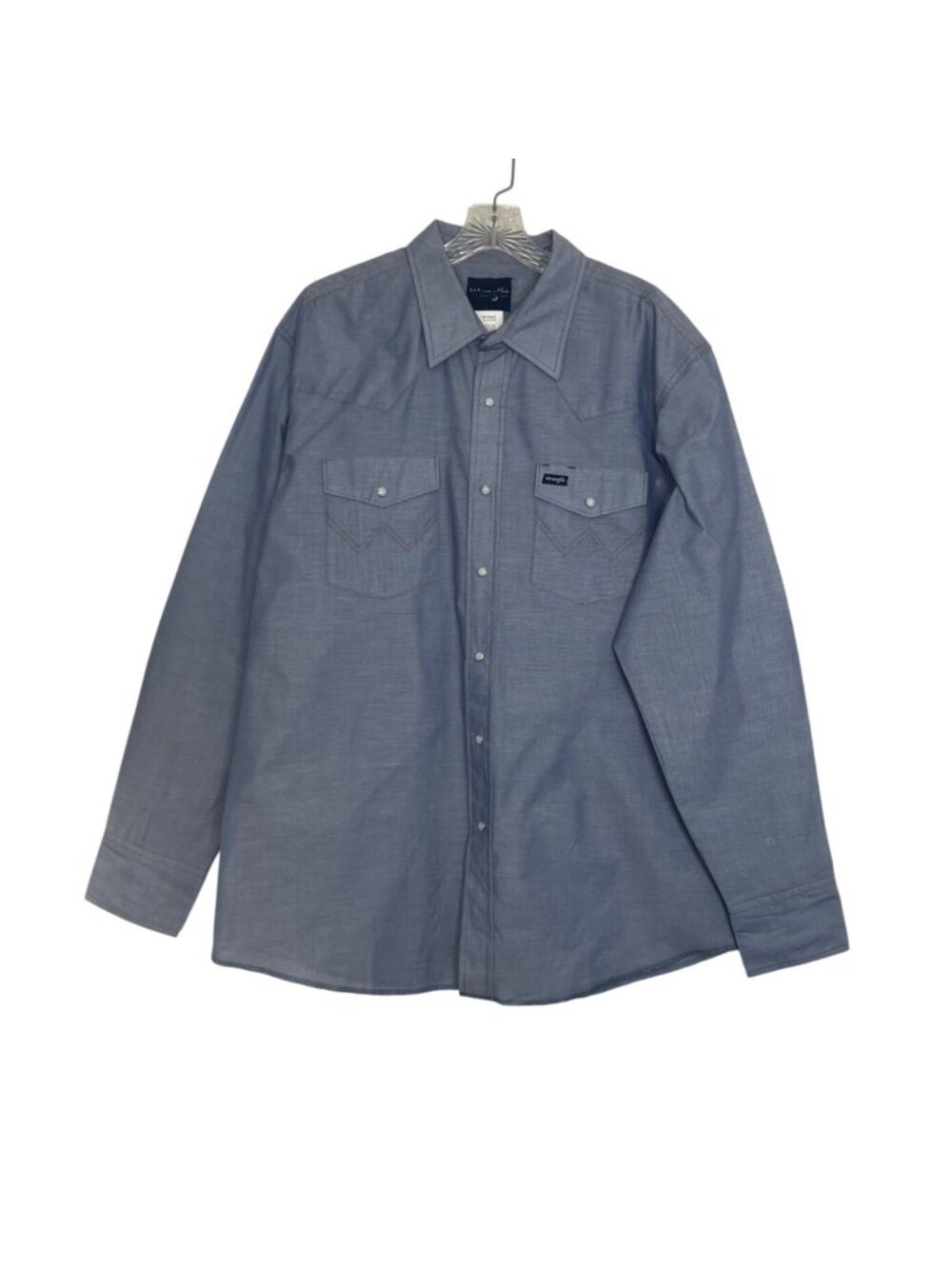 Wrangler  Long Sleeve Western Shirt Snap Front XL Blue New WOT Cotton Pocketed